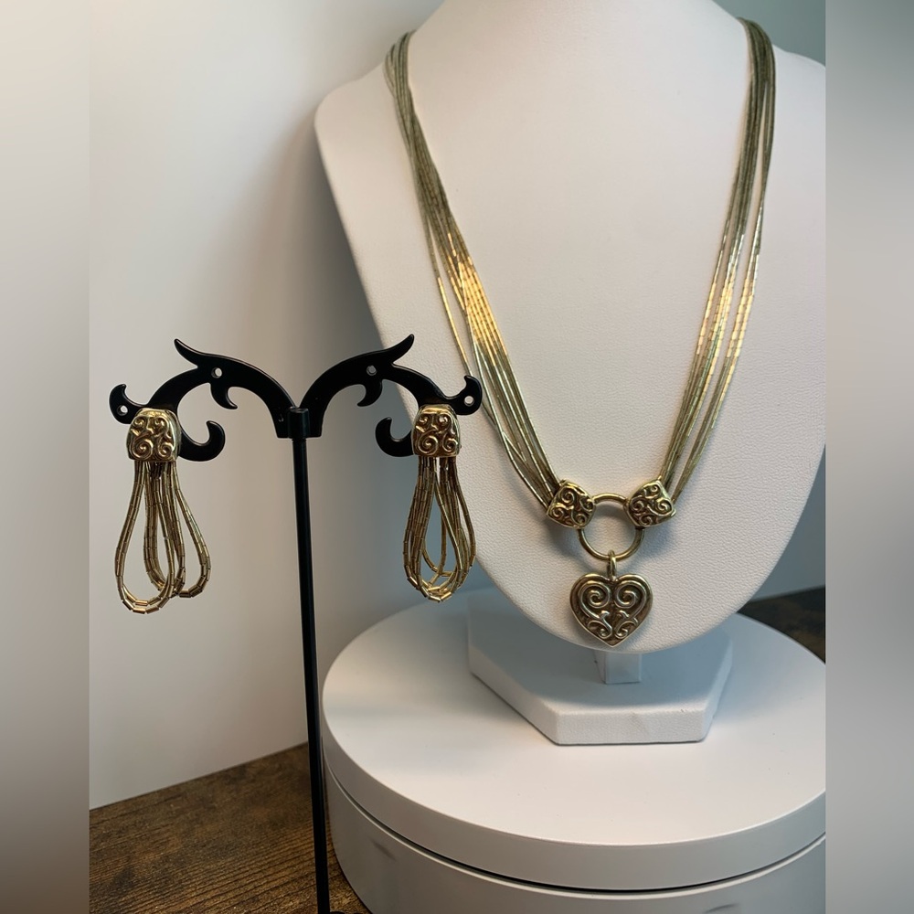 Shubes 925 Gold Vermeil Heart Liquid Silver DAKOTA WEST Necklace/Earrings Set